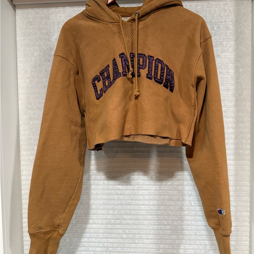 Champion Tan Reverse Weave Crop Hoodie